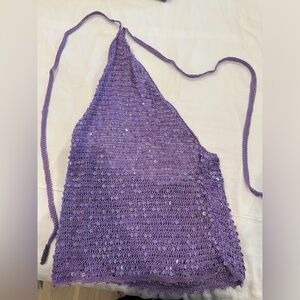 Retrofete Lavender Sequin Knit Top